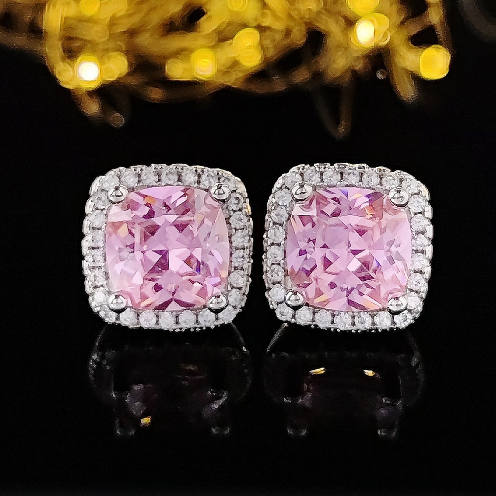 Tibetan  Pink Zircon Stud Earring Gift