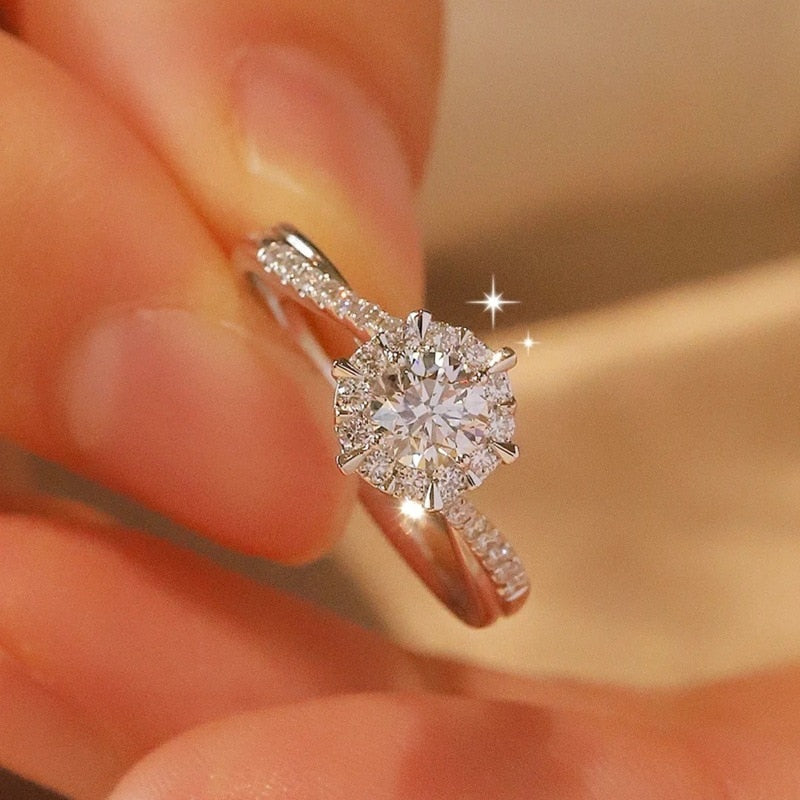 White Gold Moissanite Engagement Ring