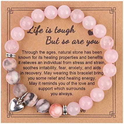 Pink Zebra Stone Love Beads Bracelet