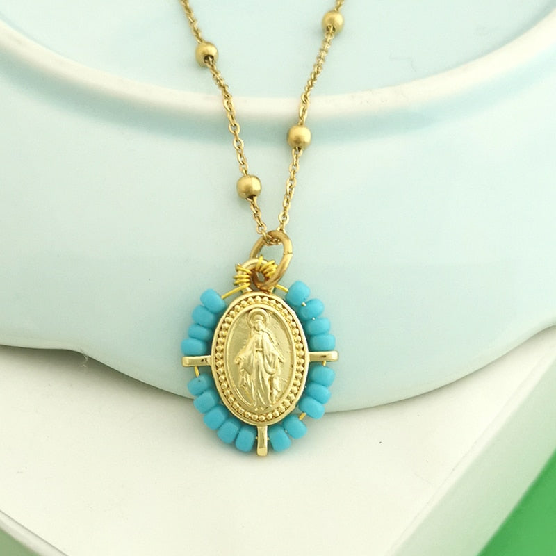 Virgin Mary Pendant Charm Necklace