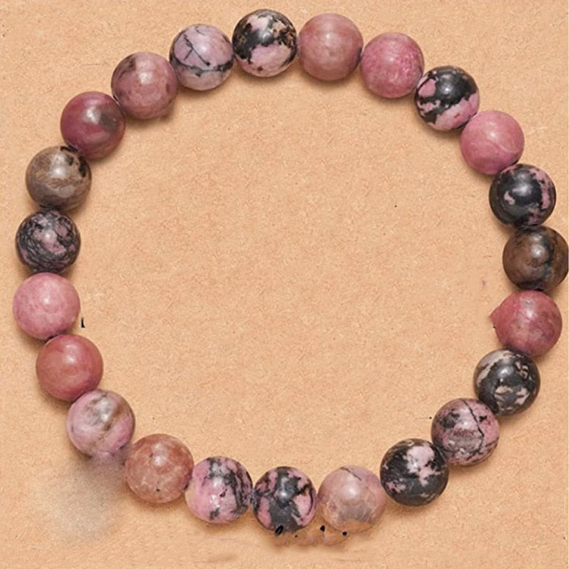 Pink Zebra Stone Love Beads Bracelet