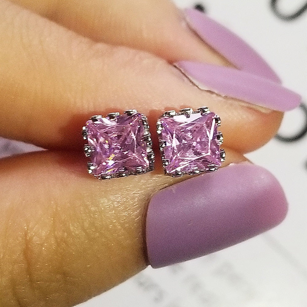 Tibetan  Pink Zircon Stud Earring Gift