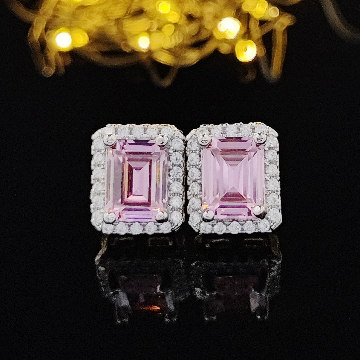 Tibetan  Pink Zircon Stud Earring Gift