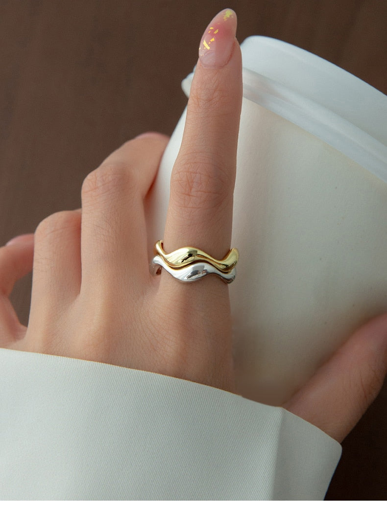 Adjustable  Irregular Water Drop Stackable Finger Ring