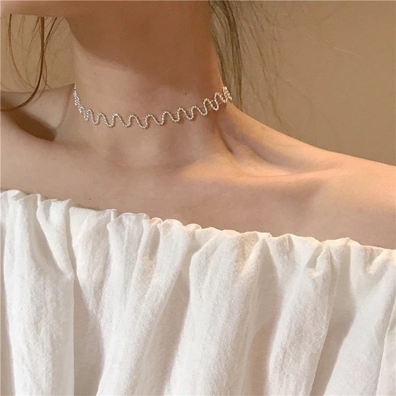 Chain Kpop Pearl Choker Necklace