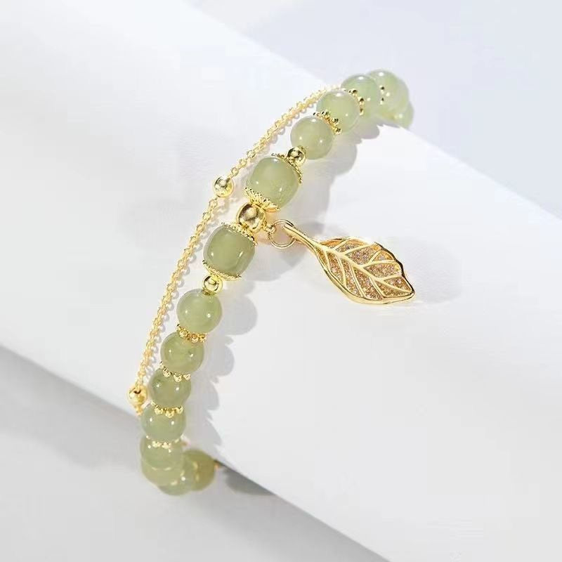 Gold Color Bracelet Leaves Double Layer Jewelry