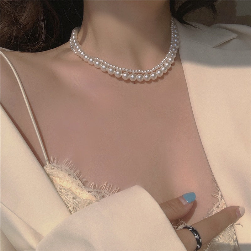 Chain Kpop Pearl Choker Necklace