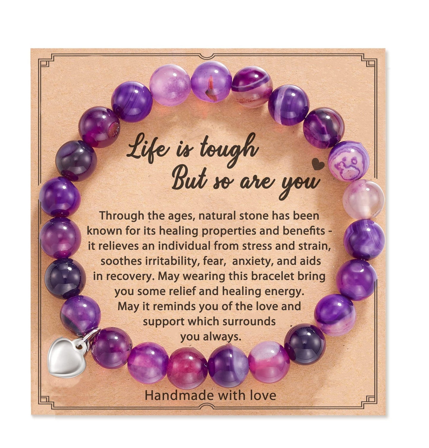 Pink Zebra Stone Love Beads Bracelet