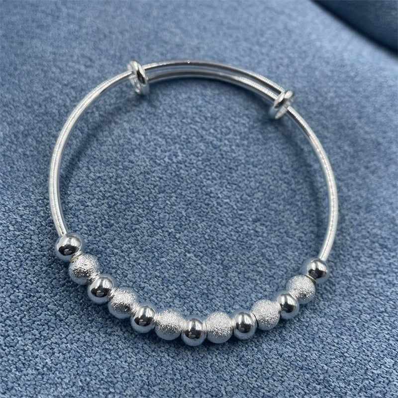 Silver Luxury Bead Bracelet With Adjustable Size