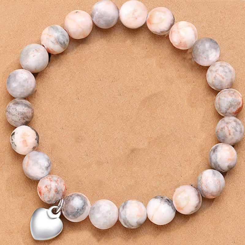 Pink Zebra Stone Love Beads Bracelet