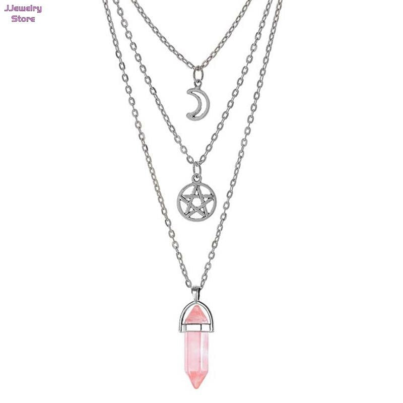 Fashion Pentagram Star Chakra Stones Pendant Necklace