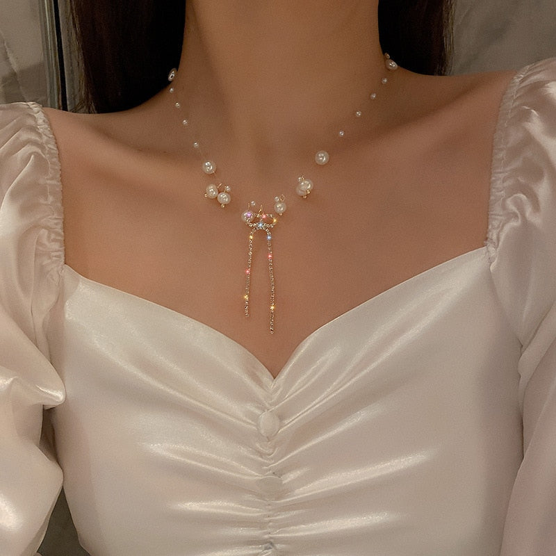 Chain Kpop Pearl Choker Necklace