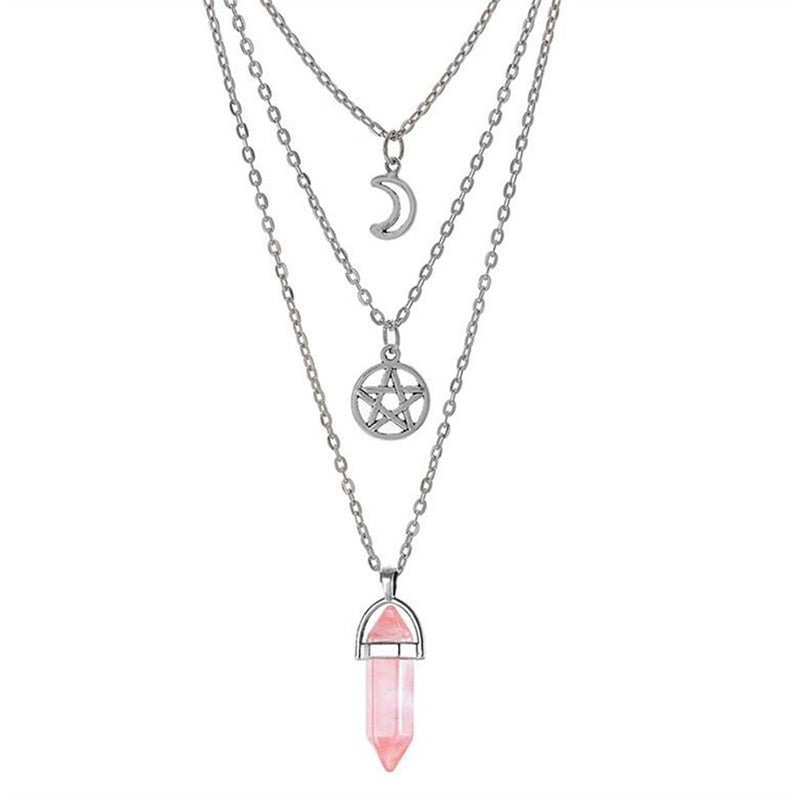 Fashion Pentagram Star Chakra Stones Pendant Necklace