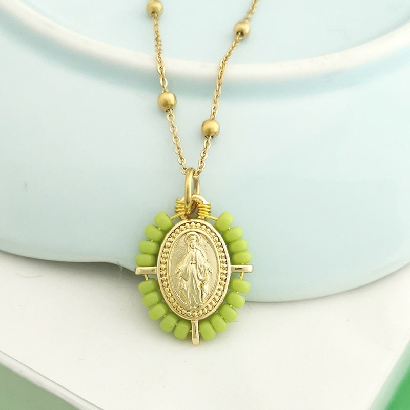 Virgin Mary Pendant Charm Necklace