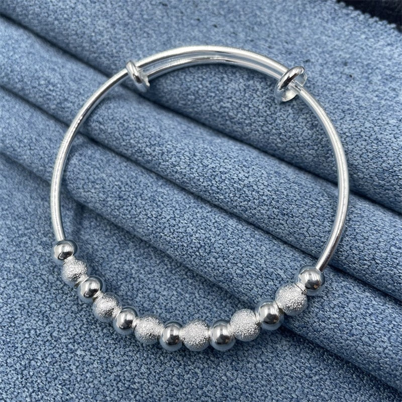 Silver Luxury Bead Bracelet With Adjustable Size