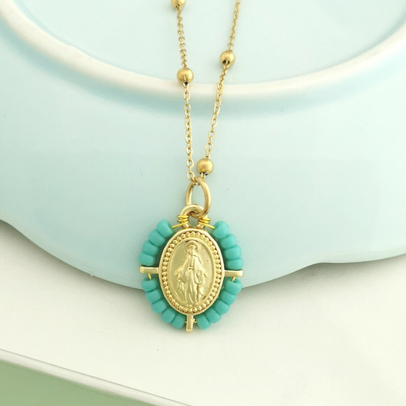 Virgin Mary Pendant Charm Necklace