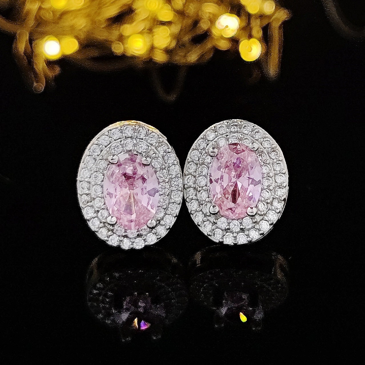 Tibetan  Pink Zircon Stud Earring Gift