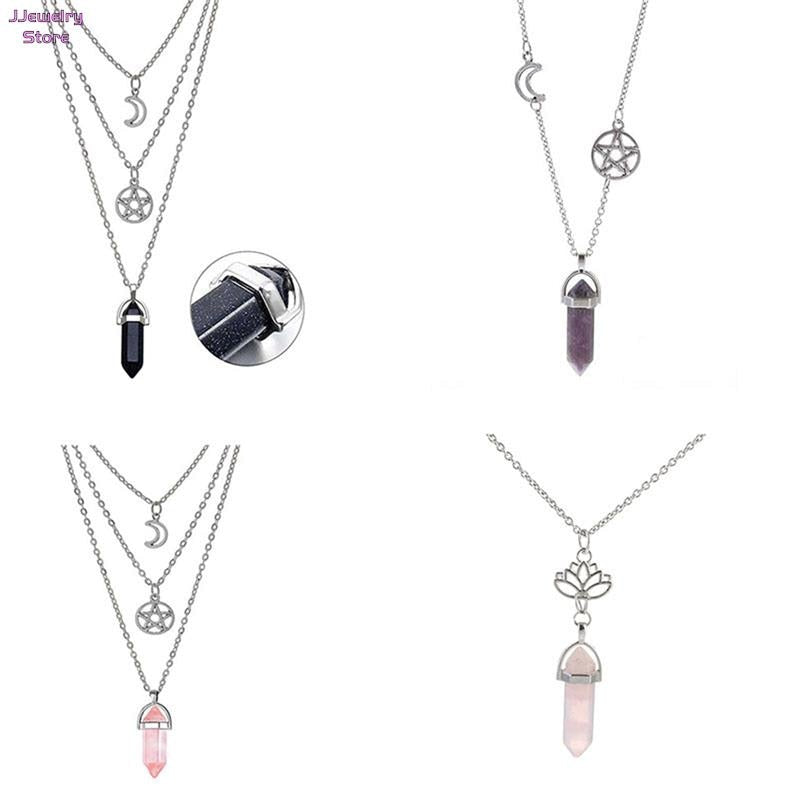 Fashion Pentagram Star Chakra Stones Pendant Necklace