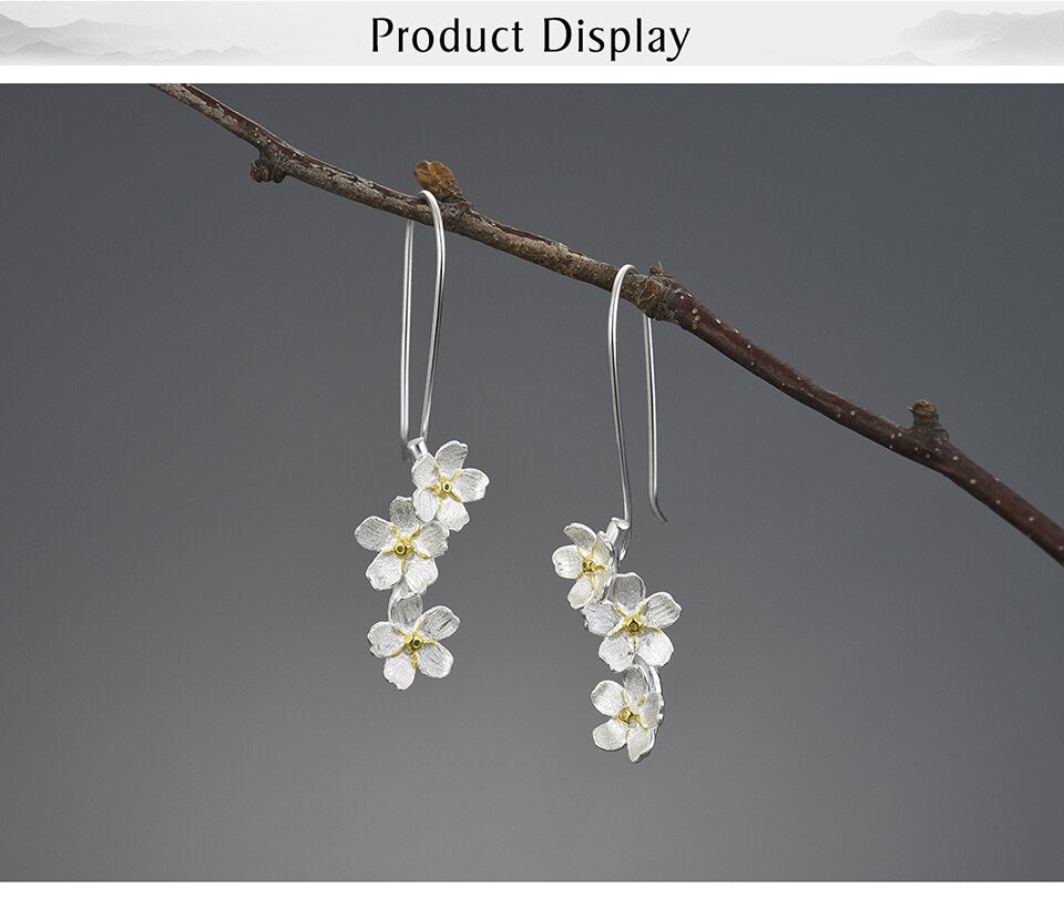 Forget-me-not Flower Long Dangle Earrings