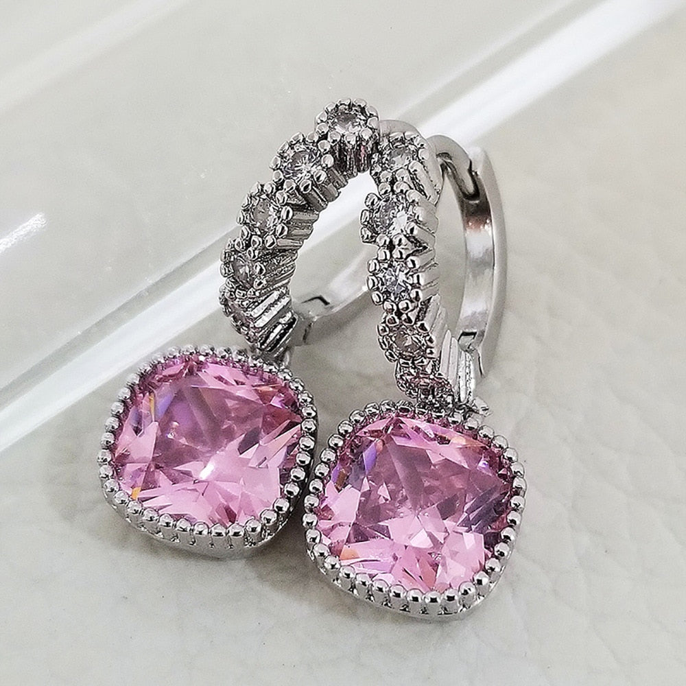 Tibetan  Pink Zircon Stud Earring Gift