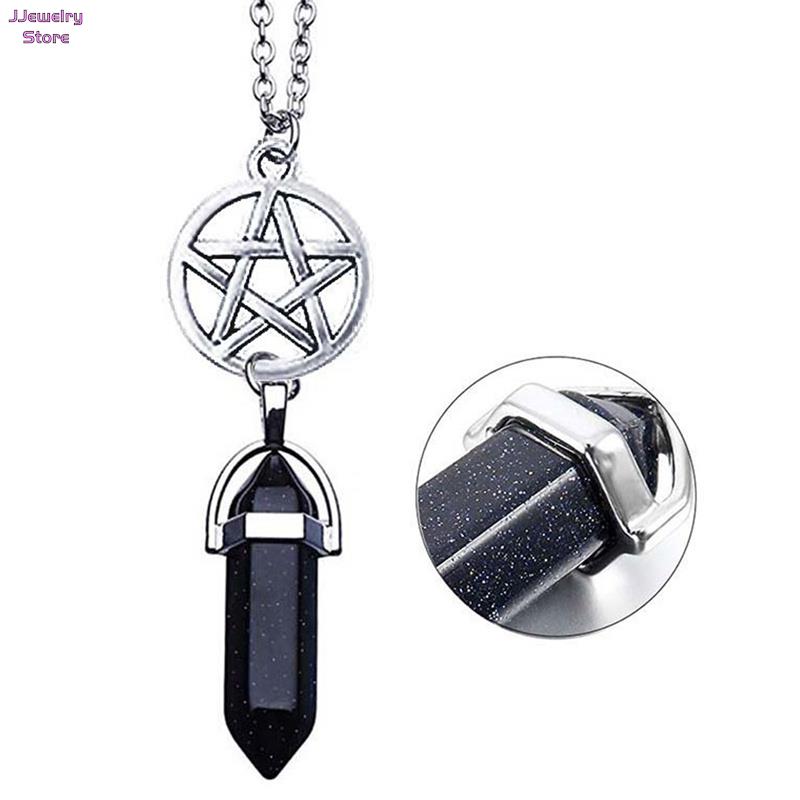 Fashion Pentagram Star Chakra Stones Pendant Necklace