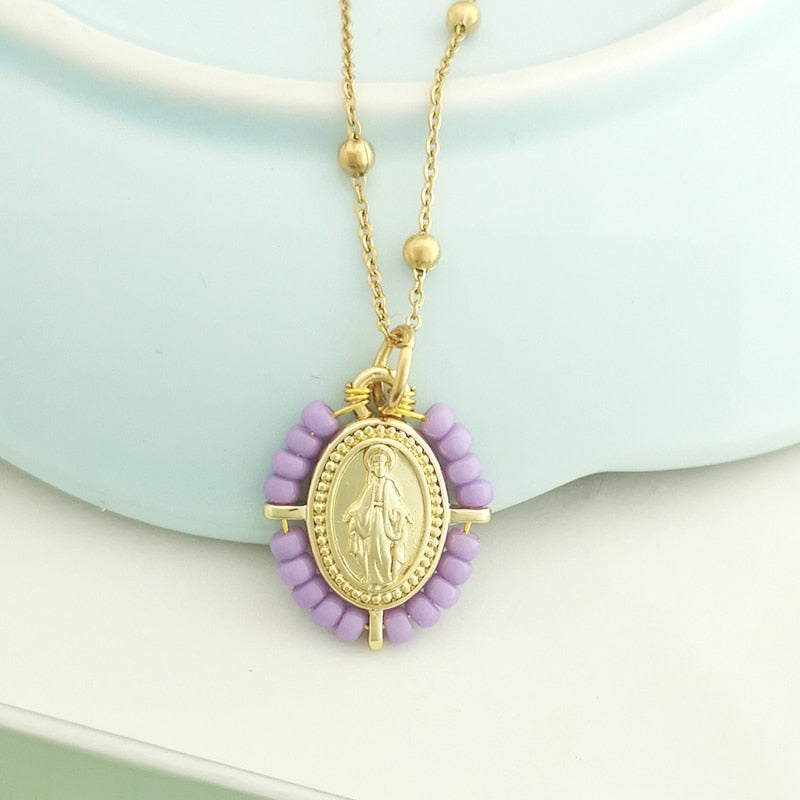 Virgin Mary Pendant Charm Necklace