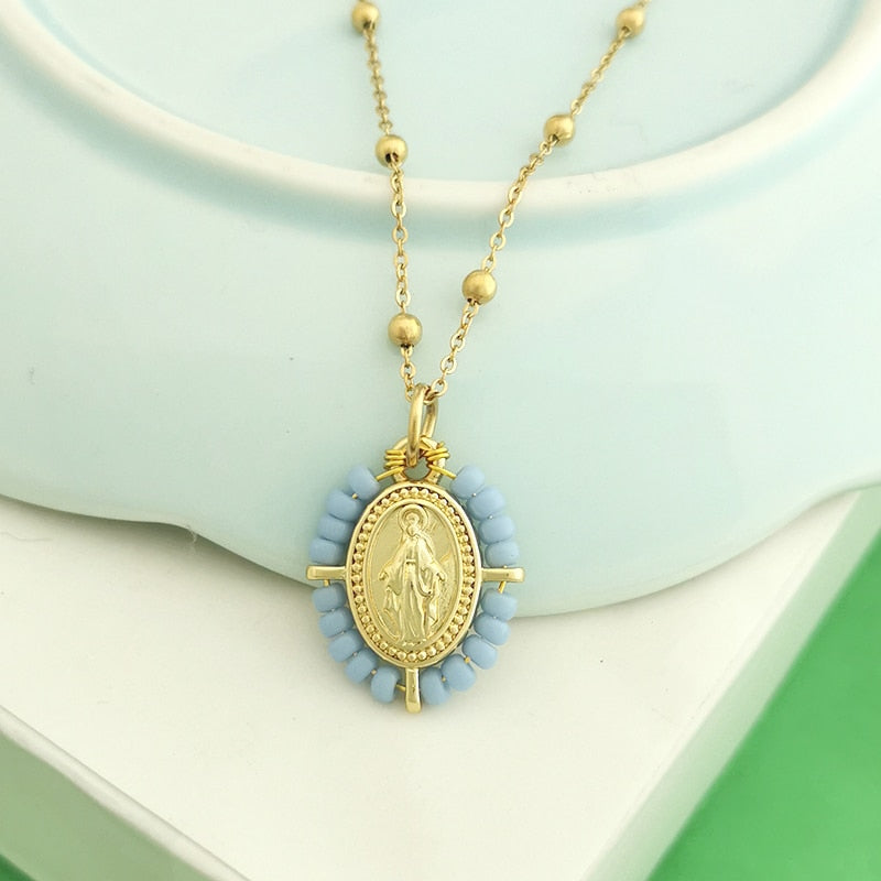 Virgin Mary Pendant Charm Necklace