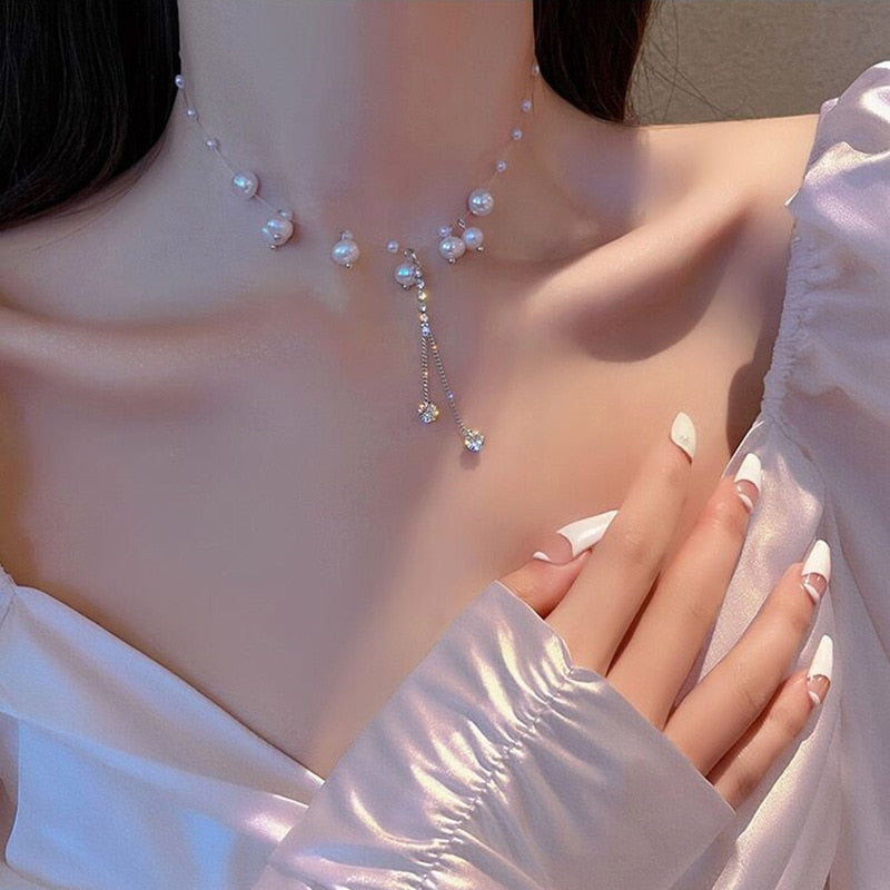 Chain Kpop Pearl Choker Necklace