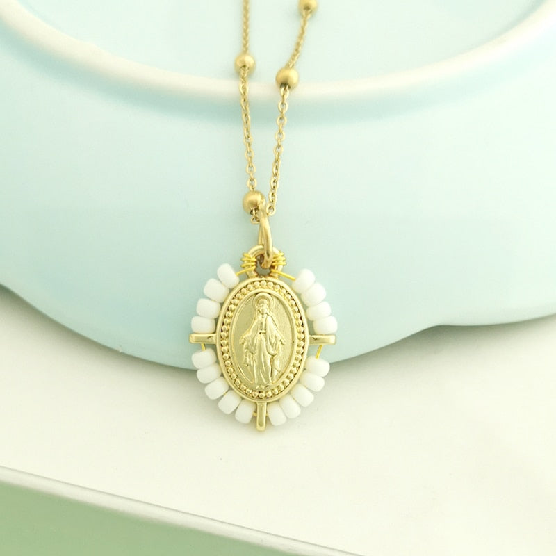 Virgin Mary Pendant Charm Necklace