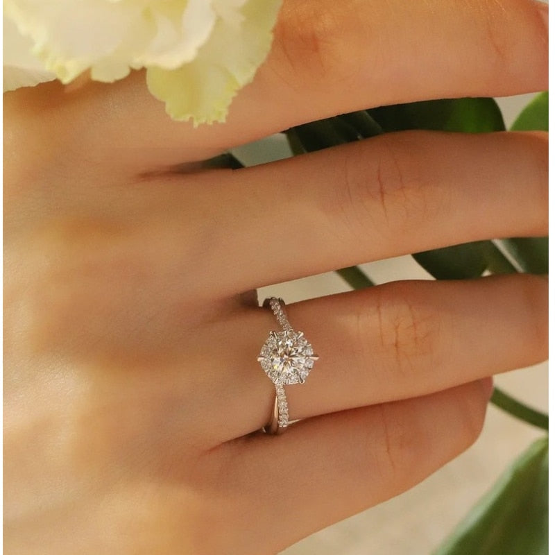 White Gold Moissanite Engagement Ring