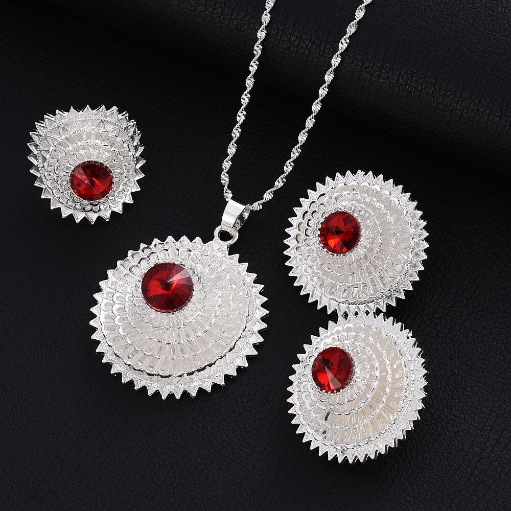 Ethio Ertrian Gold/Silver Plated Bridal Jewelry Sets Necklace