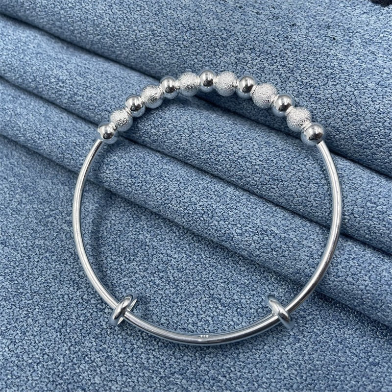 Silver Luxury Bead Bracelet With Adjustable Size