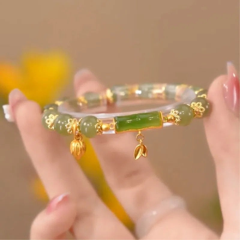 Gold Color Bracelet Leaves Double Layer Jewelry