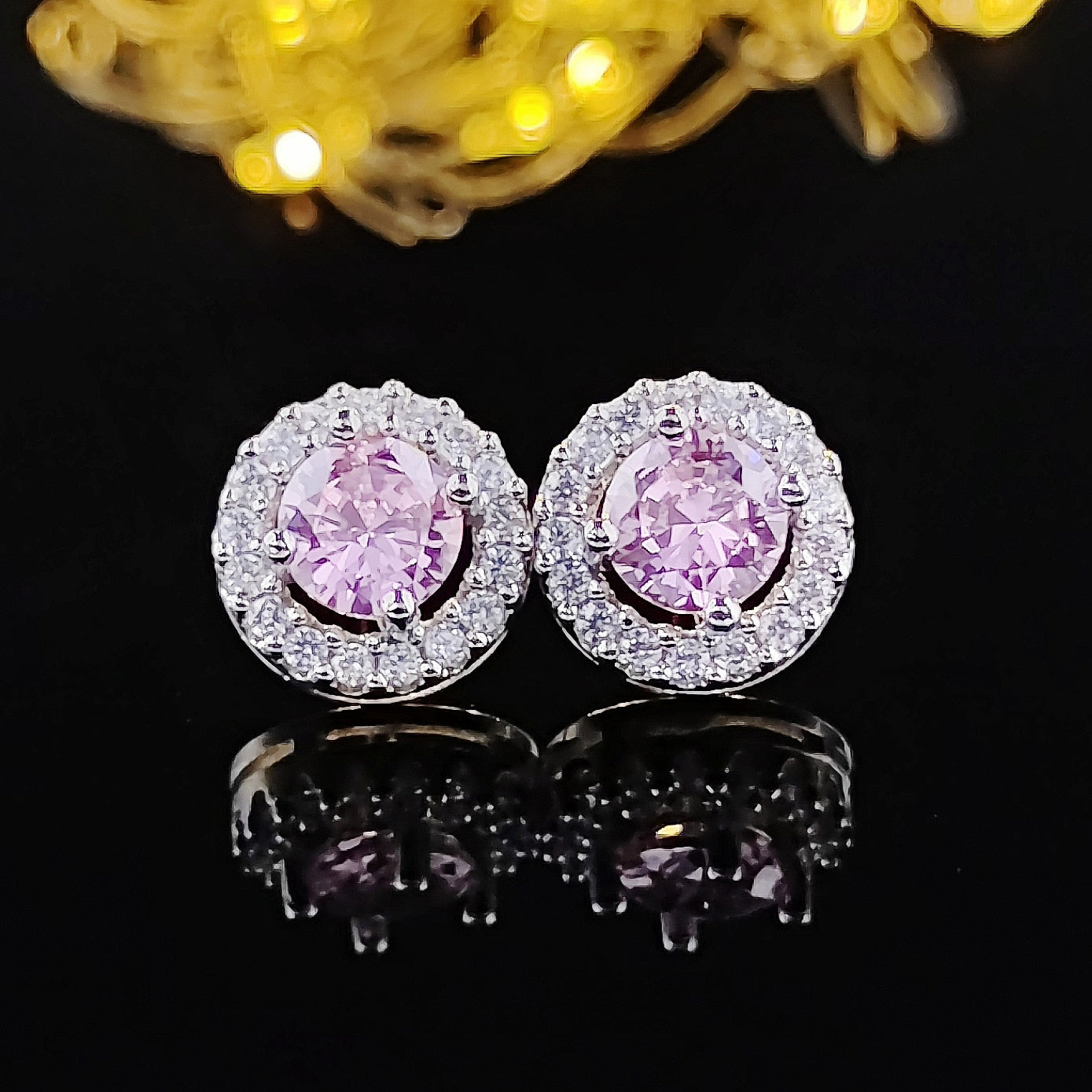 Tibetan  Pink Zircon Stud Earring Gift