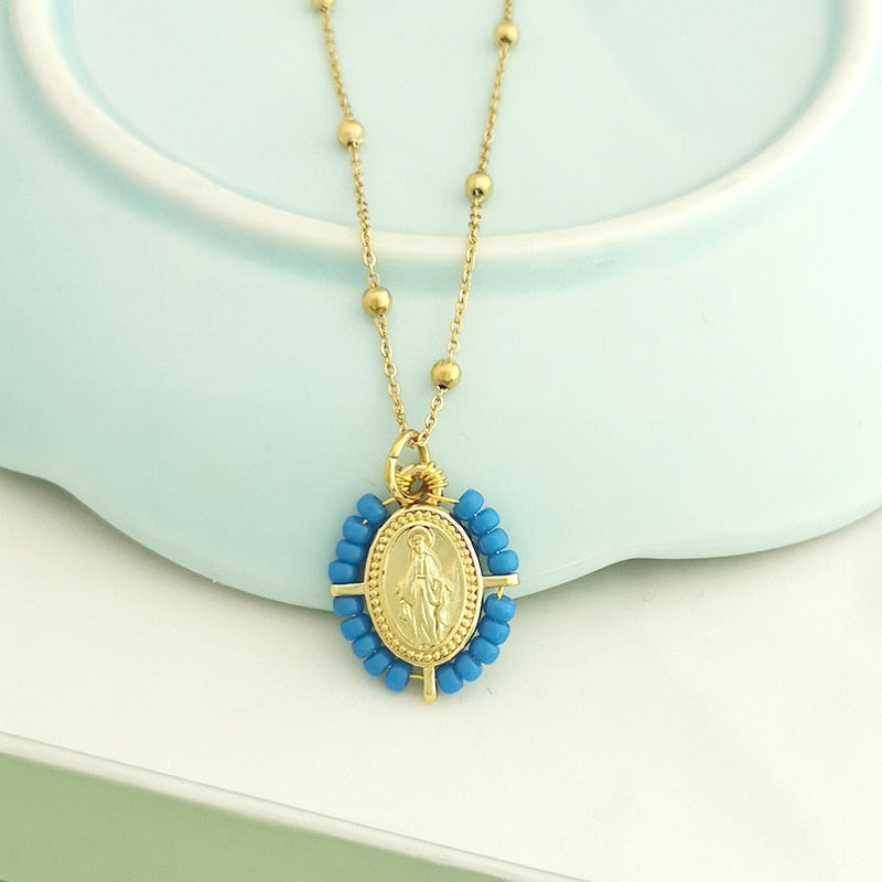 Virgin Mary Pendant Charm Necklace