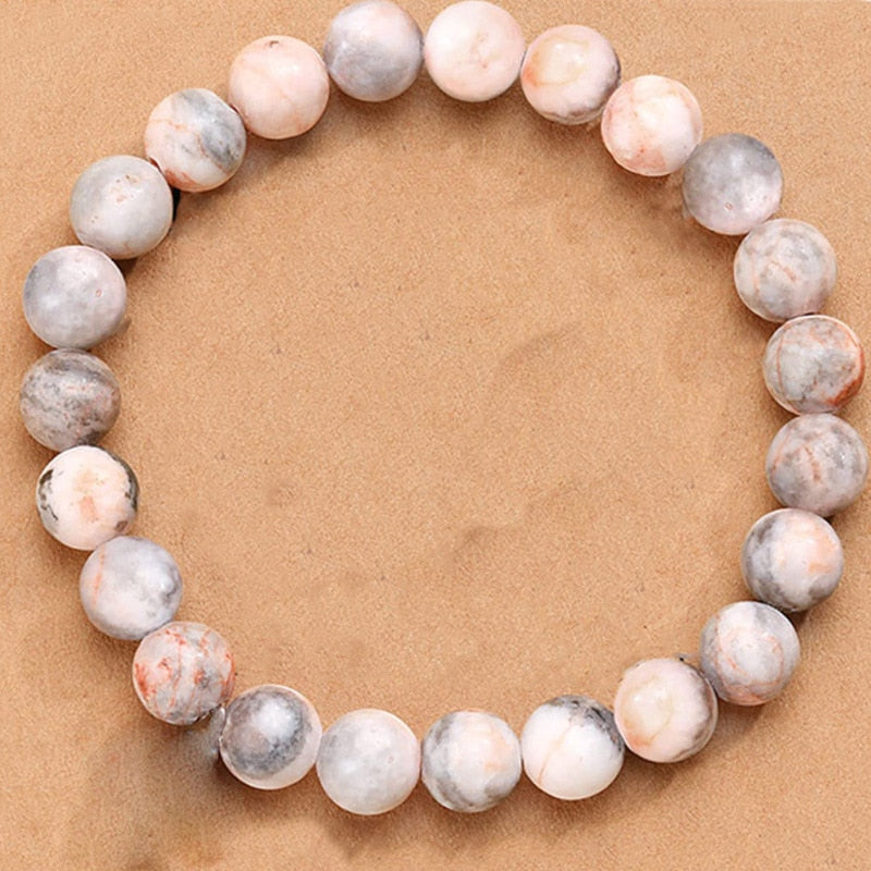 Pink Zebra Stone Love Beads Bracelet