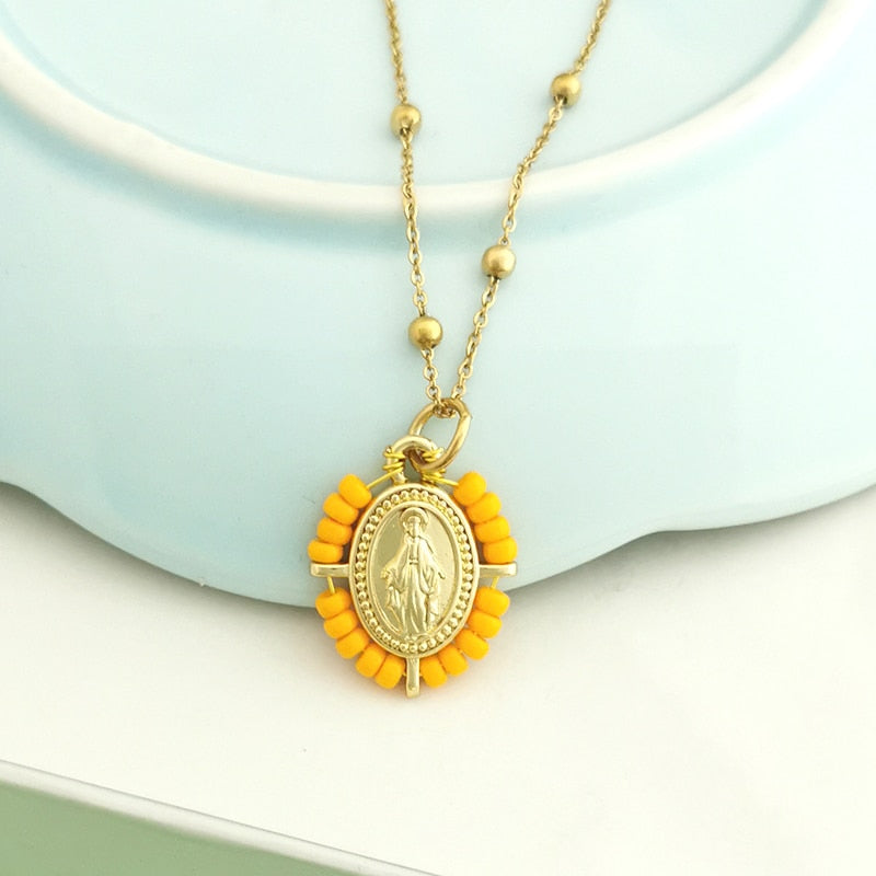 Virgin Mary Pendant Charm Necklace