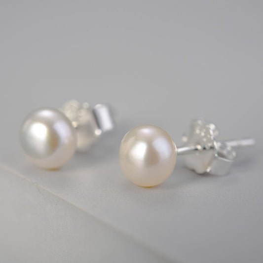 Natural Pearls Stud Earrings  Handmade