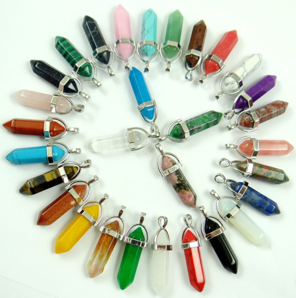 Gemstone Pendants DIY Jewelry Making Necklaces 24Pcs