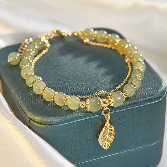 Gold Color Bracelet Leaves Double Layer Jewelry