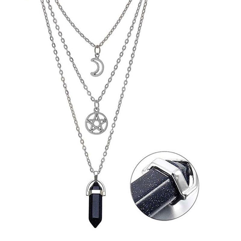 Fashion Pentagram Star Chakra Stones Pendant Necklace