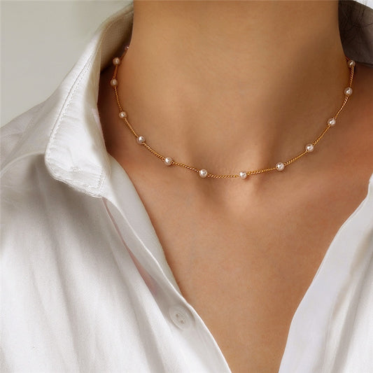 Chain Kpop Pearl Choker Necklace